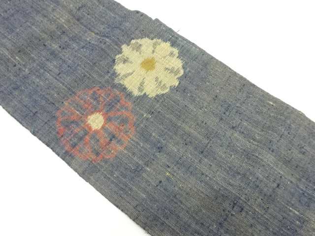 リサイクル　手織り真綿紬菊模様織り出し名古屋帯